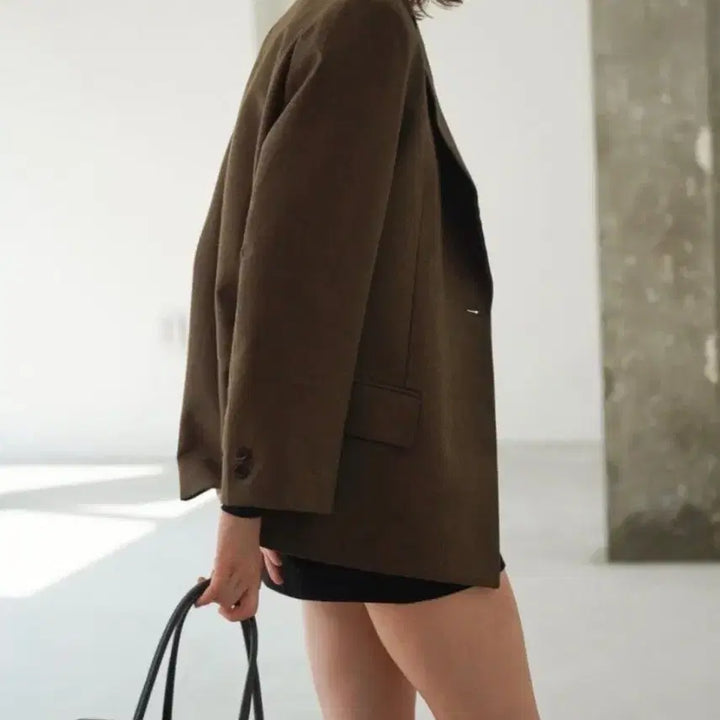 [BUNJANG] London Flat Single Lapel Jacket Khaki / 런던플랏 싱글 라펠 자켓 카키