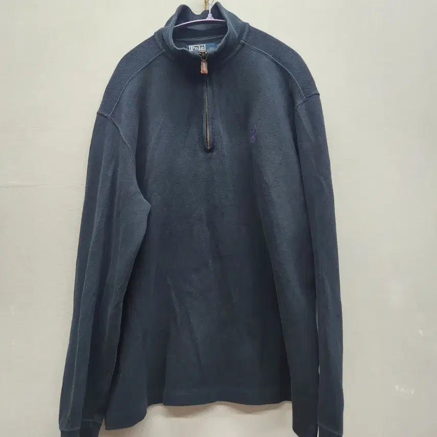[BUNJANG] Polo Ralph Lauren Logo Knit Cotton Half Zip Sweater / 폴로랄프로렌 로고 니트 코튼 반집업 M(XL)
