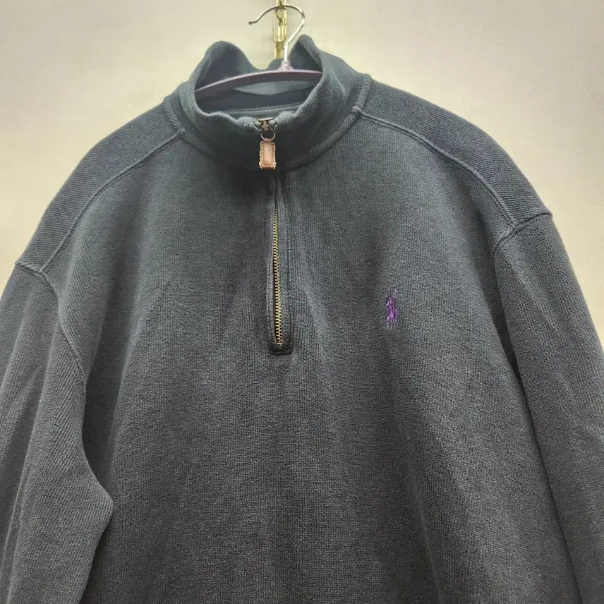[BUNJANG] Polo Ralph Lauren Logo Knit Cotton Half Zip Sweater / 폴로랄프로렌 로고 니트 코튼 반집업 M(XL)