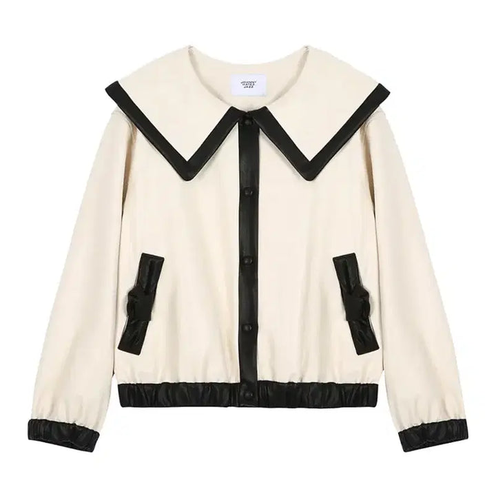 [BUNJANG] Jaehee Jaehee Eco Leather Jacket (Ivory) / 쟈니헤잇재즈 에코 레더 점퍼 아이보리 [임수향, 박하선 착용]