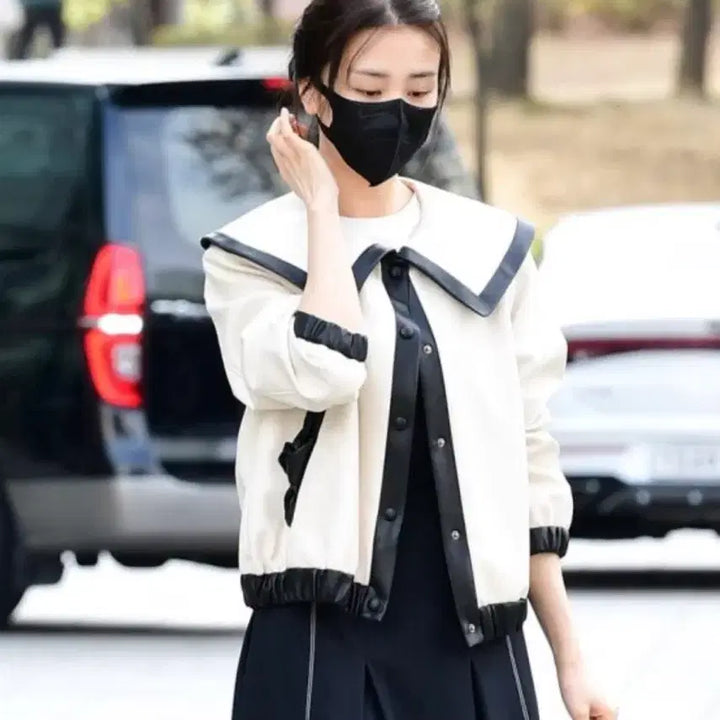 [BUNJANG] Jaehee Jaehee Eco Leather Jacket (Ivory) / 쟈니헤잇재즈 에코 레더 점퍼 아이보리 [임수향, 박하선 착용]