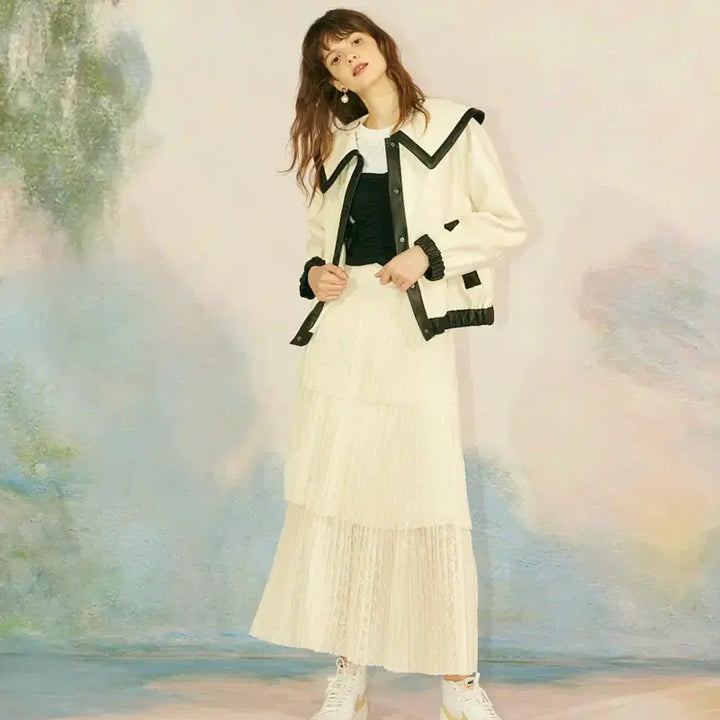 [BUNJANG] Jaehee Jaehee Eco Leather Jacket (Ivory) / 쟈니헤잇재즈 에코 레더 점퍼 아이보리 [임수향, 박하선 착용]