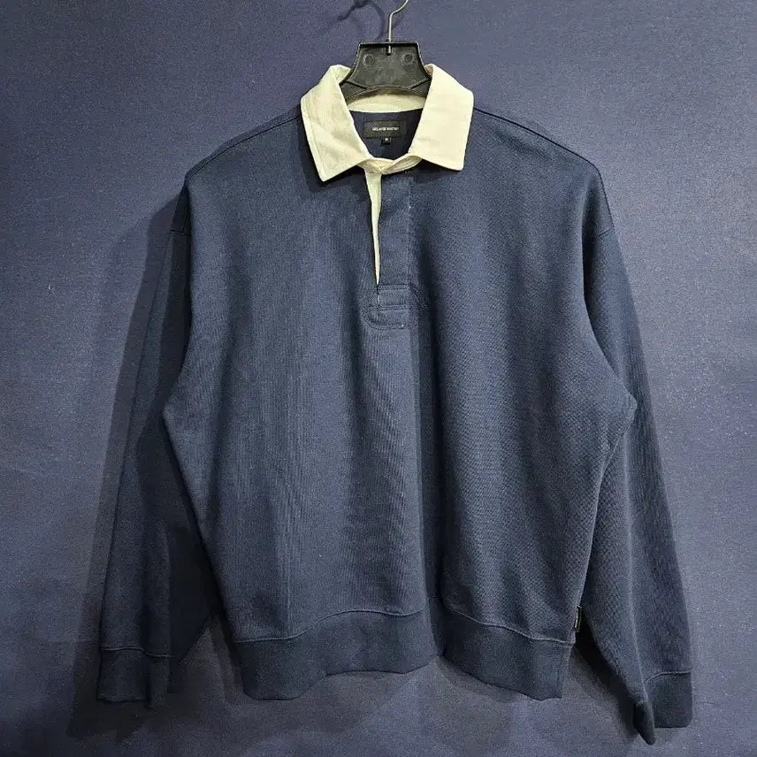 [BUNJANG] Melange Master Navy Long Sleeve Shirt / 멜란지마스터 네이비컬러 남성 세미오버핏 95 카라 긴팔티셔츠