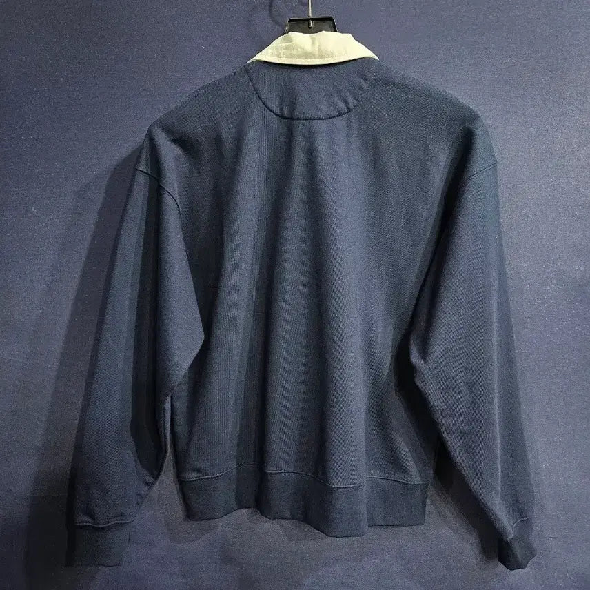 [BUNJANG] Melange Master Navy Long Sleeve Shirt / 멜란지마스터 네이비컬러 남성 세미오버핏 95 카라 긴팔티셔츠