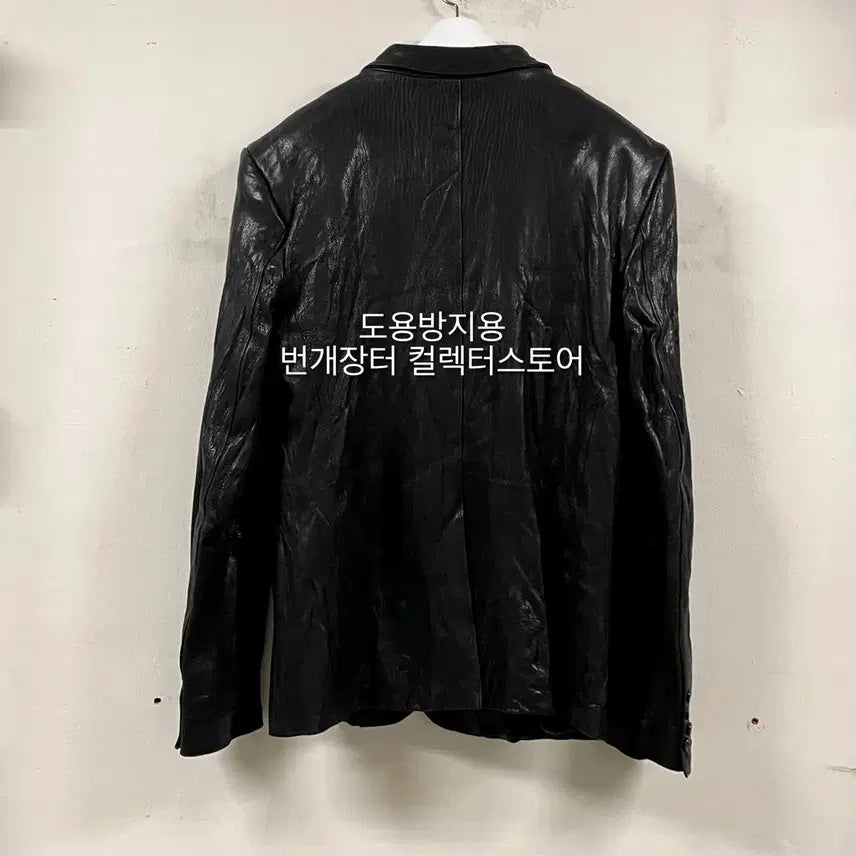 [BUNJANG] Recto Crinkle Leather Single Jacket Blazer Black / 렉토 크링클 레더 싱글 자켓 블레이져 블랙