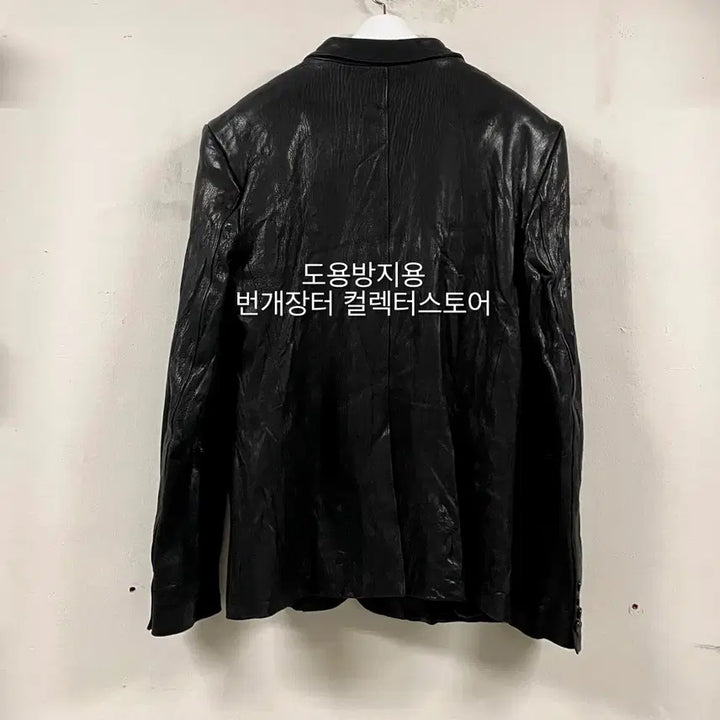 [BUNJANG] Recto Crinkle Leather Single Jacket Blazer Black / 렉토 크링클 레더 싱글 자켓 블레이져 블랙