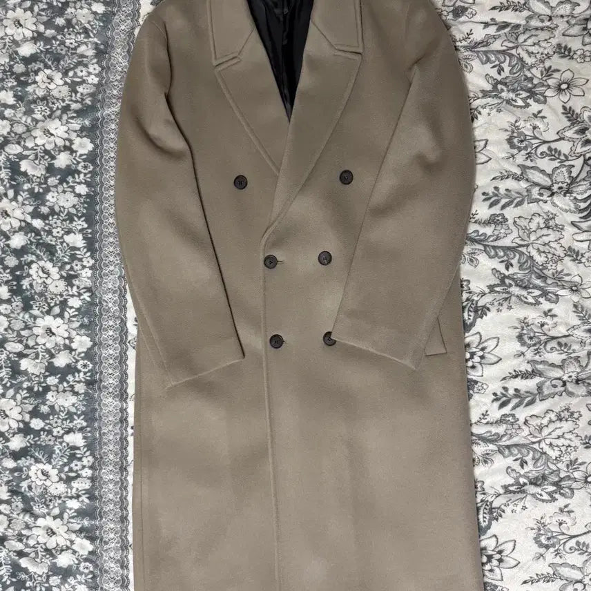 [BUNJANG] Drawfit Marilyn Double Coat XL - Graysh Beige / 드로우핏 MTR 마를린 더블 코트 XL [그레이쉬 베이지]