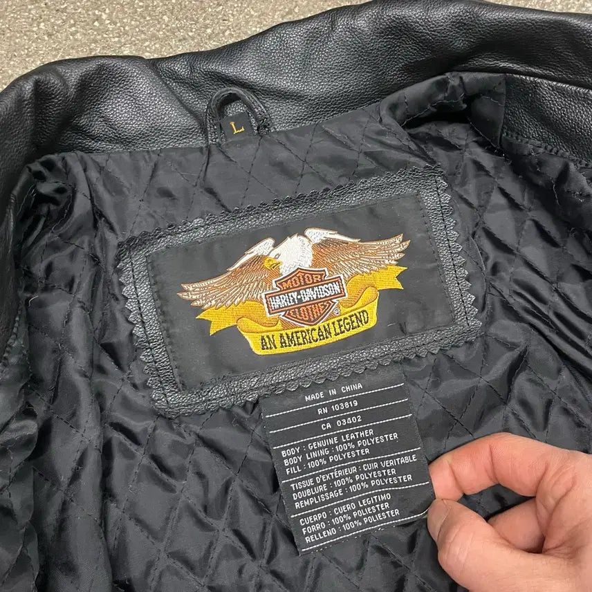 [BUNJANG] Harley-Davidson Flame Leather Jacket (Size 105-110) / 할리데이비슨 플레임 레더 자켓 (105-110)