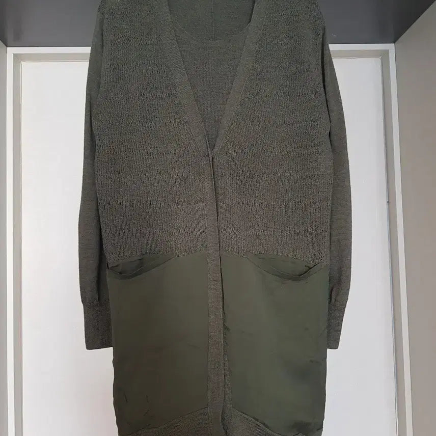 [BUNJANG] Time Silk-Blend Layered Long Knit / 타임 실크배색 레이어드 롱니트