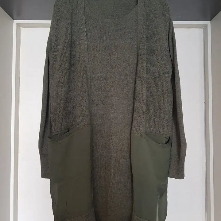 [BUNJANG] Time Silk-Blend Layered Long Knit / 타임 실크배색 레이어드 롱니트