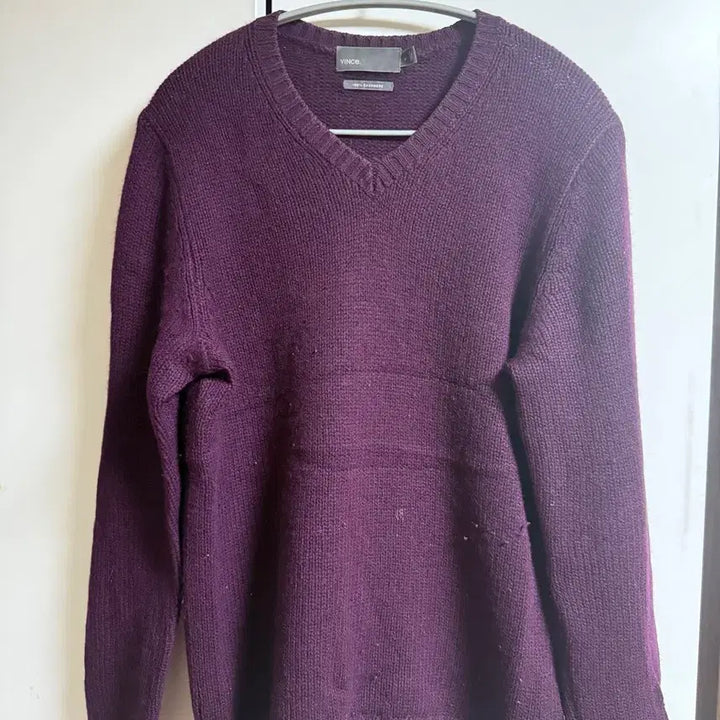 [BUNJANG] Cashmere V-Neck Knit Burgundy / 빈스 100프로 캐시미어  V넥 니트 버건디색