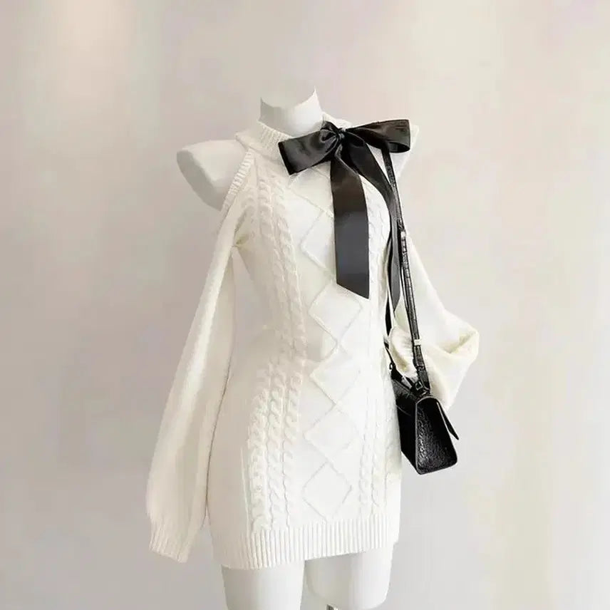 [BUNJANG] Ribbon Cable Top Dress / 스나계 리본 케이블 원피스 탑(화이트,그레이)