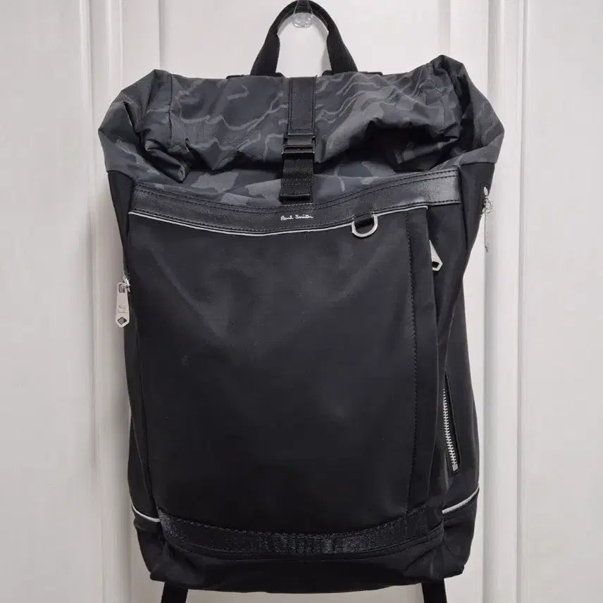 [BUNJANG] Paul Smith Black Roll Top Camo Backpack / (정품) 폴스미스 블랙 롤탑 카모 백팩