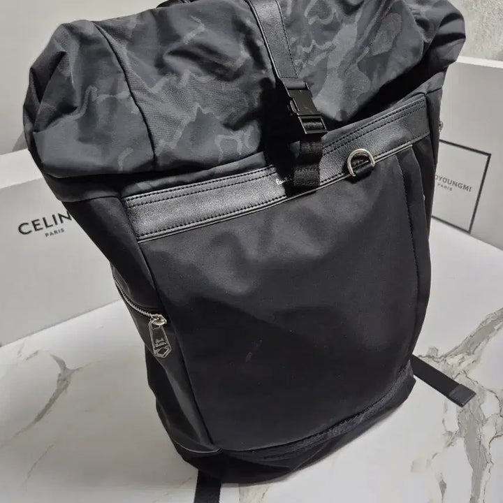 [BUNJANG] Paul Smith Black Roll Top Camo Backpack / (정품) 폴스미스 블랙 롤탑 카모 백팩