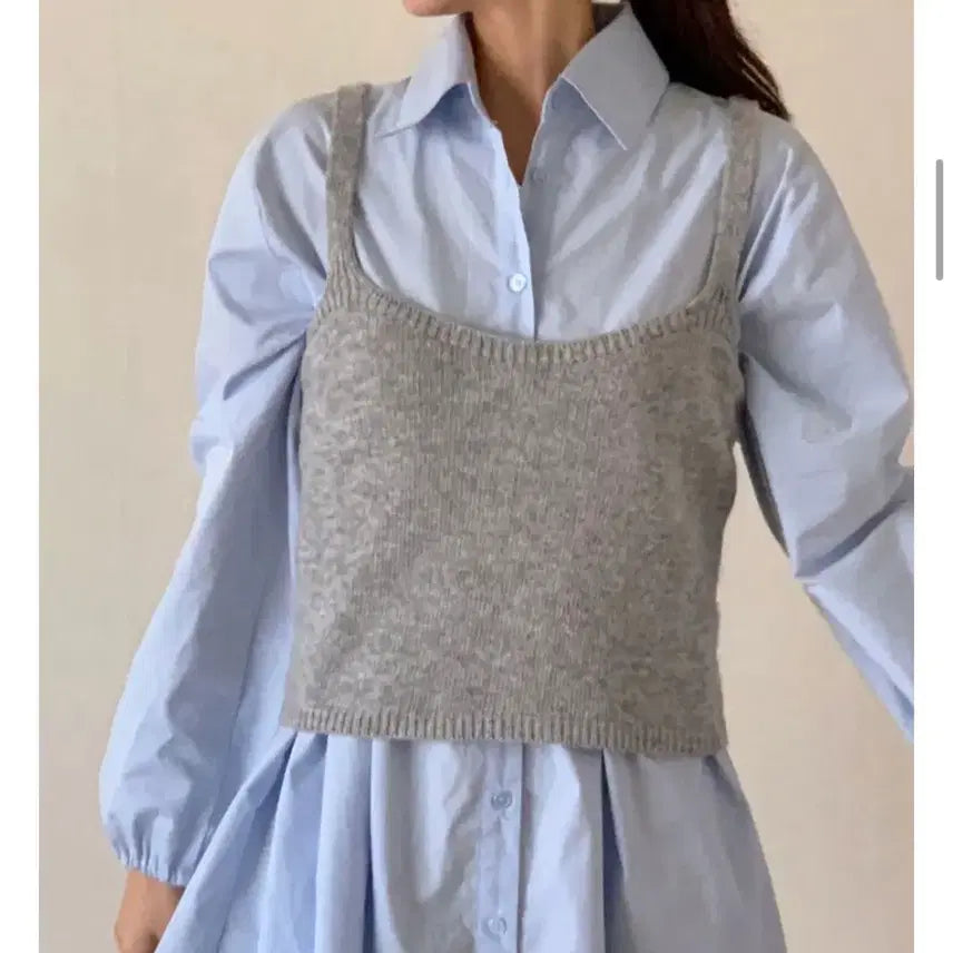 [BUNJANG] Gray Knit Bustier / 회색 니트 뷔스티에