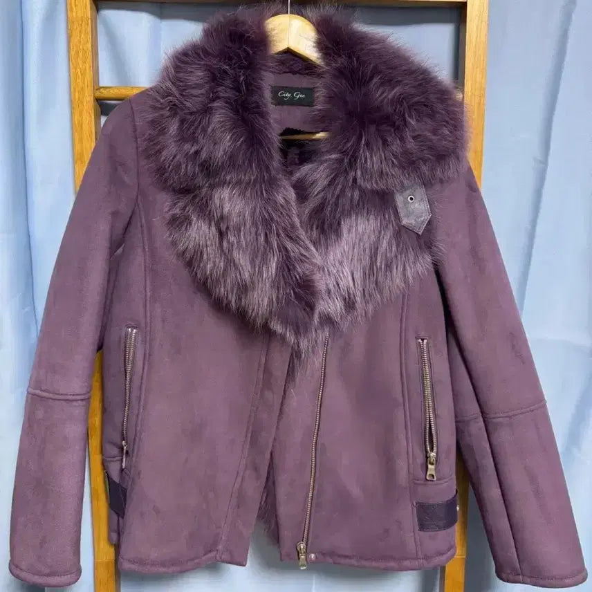 [BUNJANG] City Gee Women's Faux Fur Mouton Violet 55 / City Gee 여성 퍼 무스탕 바이올렛 55