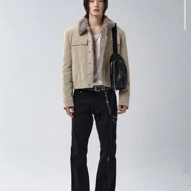 [BUNJANG] Allens Velour Fur Trucker Jacket (Beige, Size 2) / (새상품) 알렌느 벨루어 퍼 트러커 자켓/ 베이지, 2사이즈