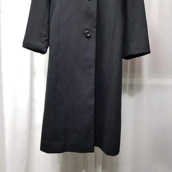 [BUNJANG] Cashmere Wool Long Coat / 빈티지 검정 캐시미어100 럭셔리 울 모직 싱글 롱 코트 여L C1270