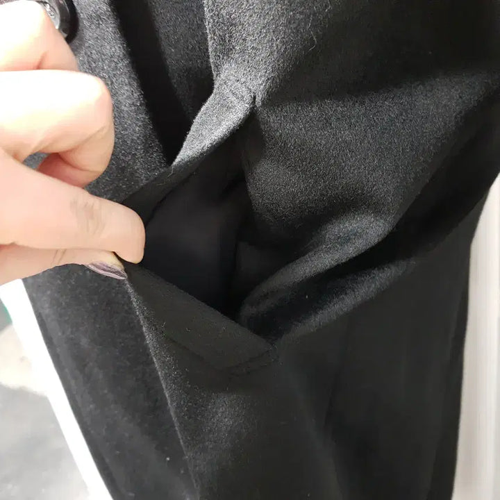 [BUNJANG] Cashmere Wool Long Coat / 빈티지 검정 캐시미어100 럭셔리 울 모직 싱글 롱 코트 여L C1270