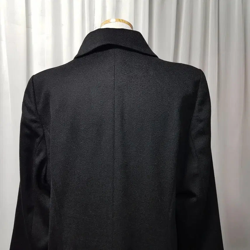 [BUNJANG] Cashmere Wool Long Coat / 빈티지 검정 캐시미어100 럭셔리 울 모직 싱글 롱 코트 여L C1270