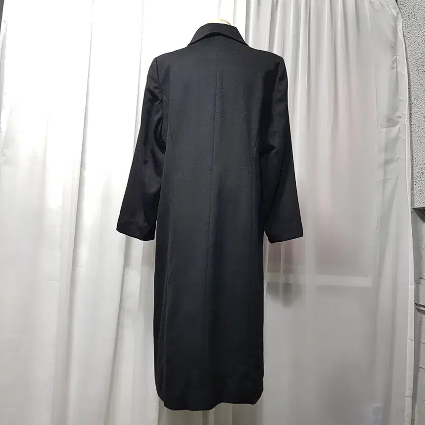 [BUNJANG] Cashmere Wool Long Coat / 빈티지 검정 캐시미어100 럭셔리 울 모직 싱글 롱 코트 여L C1270