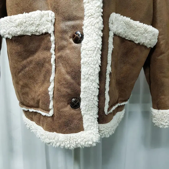 [BUNJANG] Oversized Sherpa-Lined Jacket (Women's M) / 빈티지 오버핏 박시 양털 긴팔 무스탕 자켓 여M C1277