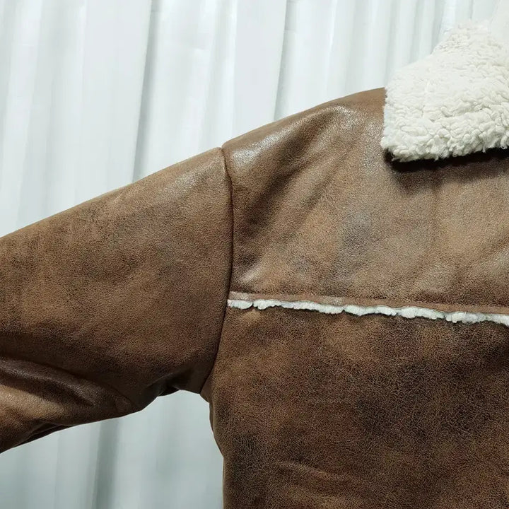 [BUNJANG] Oversized Sherpa-Lined Jacket (Women's M) / 빈티지 오버핏 박시 양털 긴팔 무스탕 자켓 여M C1277