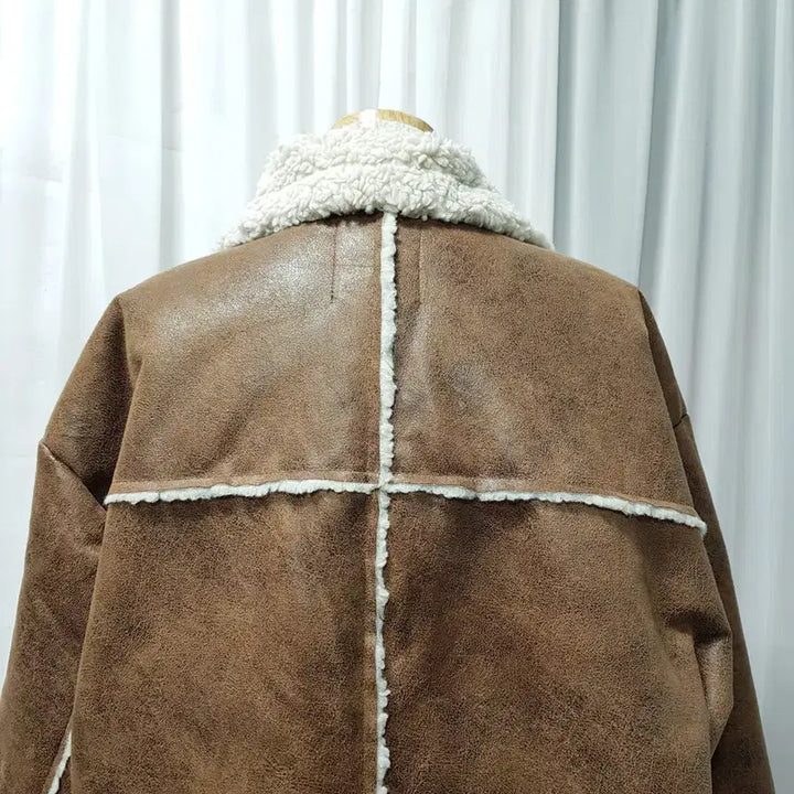 [BUNJANG] Oversized Sherpa-Lined Jacket (Women's M) / 빈티지 오버핏 박시 양털 긴팔 무스탕 자켓 여M C1277