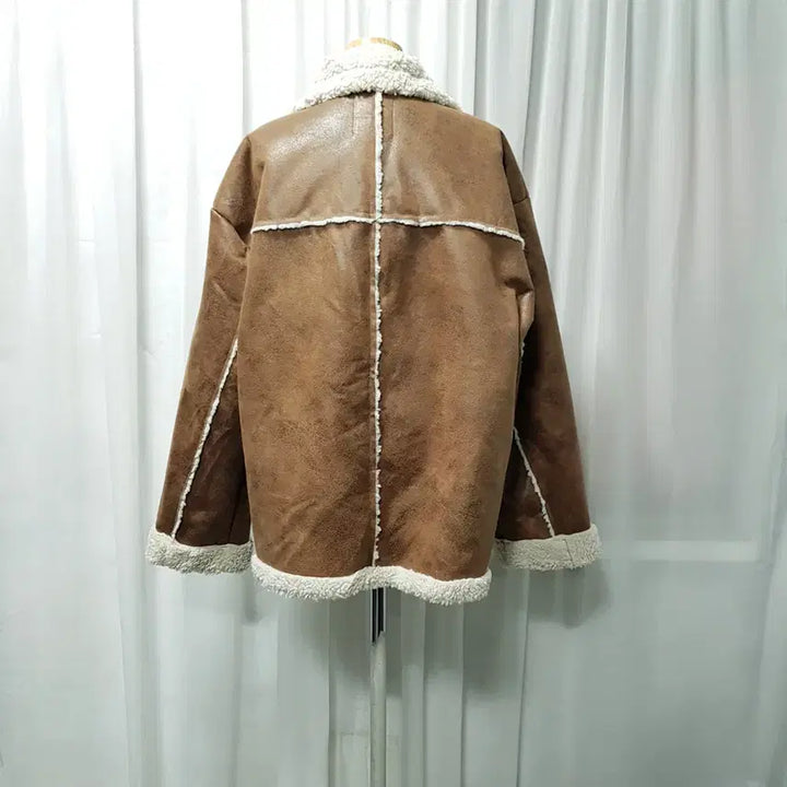 [BUNJANG] Oversized Sherpa-Lined Jacket (Women's M) / 빈티지 오버핏 박시 양털 긴팔 무스탕 자켓 여M C1277