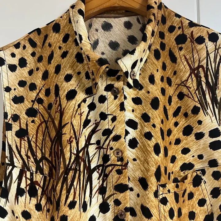 [BUNJANG] Vintage Leopard Print Tank Top / (일본 수입 빈티지)호피 레오파드 나시 셔츠 민소매