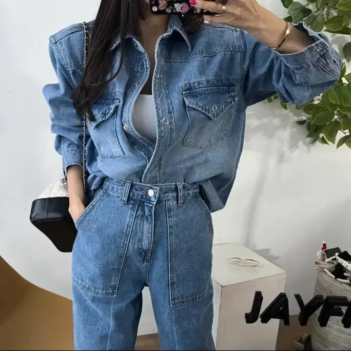 [SOLD OUT] 럭셜데님셔츠 데님팬츠 셋업세트