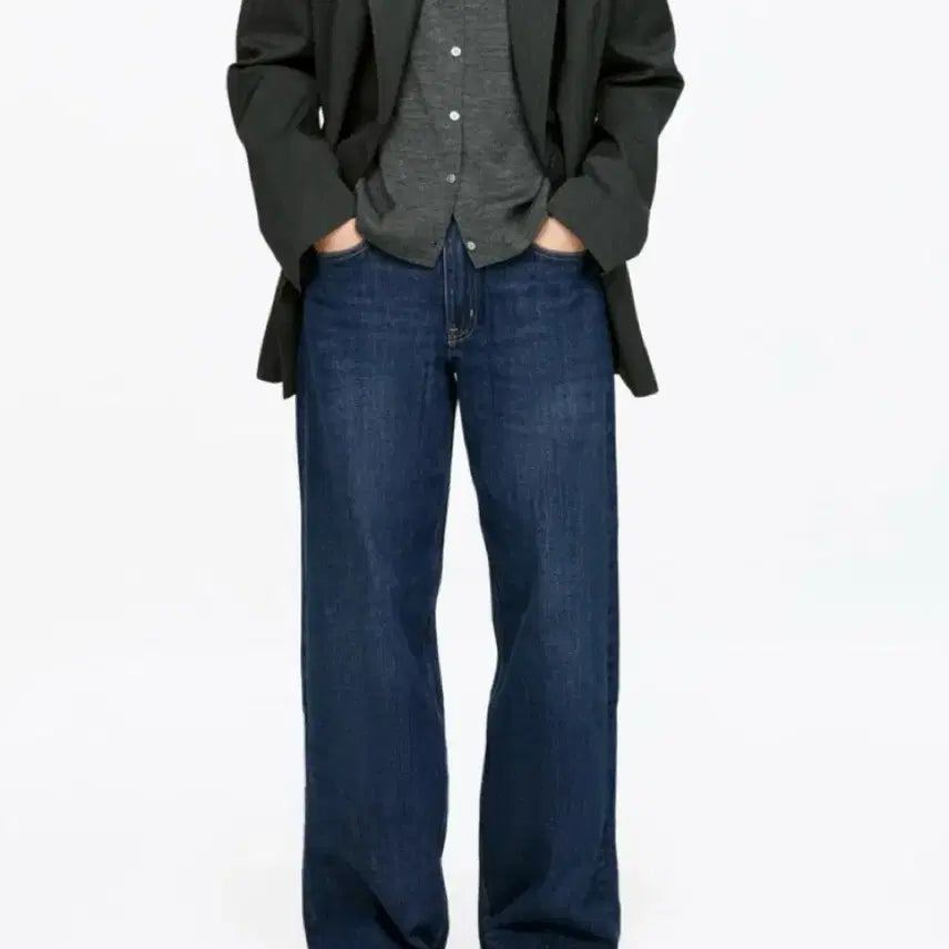 [BUNJANG] Arket Denim Wide Mid-Rise Jeans / 아르켓 데님와이드여자미드라이즈 진청중청 팬츠