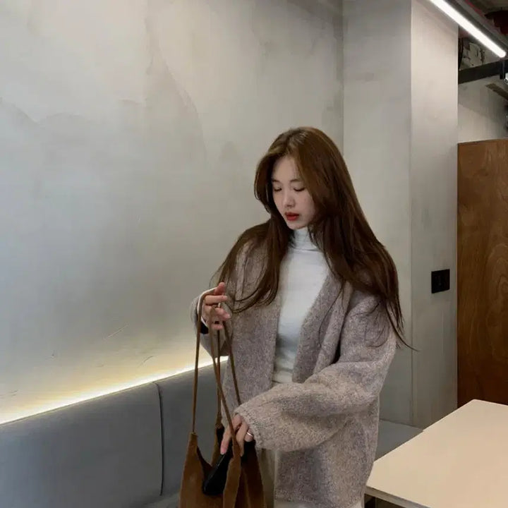 [BUNJANG] Frost J Hair Shawl Cardigan / 프로스트제이 헤어 숄 가디건