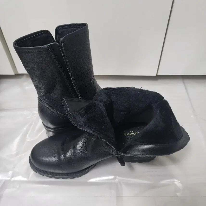 [BUNJANG] Elcanto LCWH95U24C Black Goat Leather Half Boots / 235 엘칸토 여성 기모 하프부츠 LCWH95U24C 블랙 염소가죽
