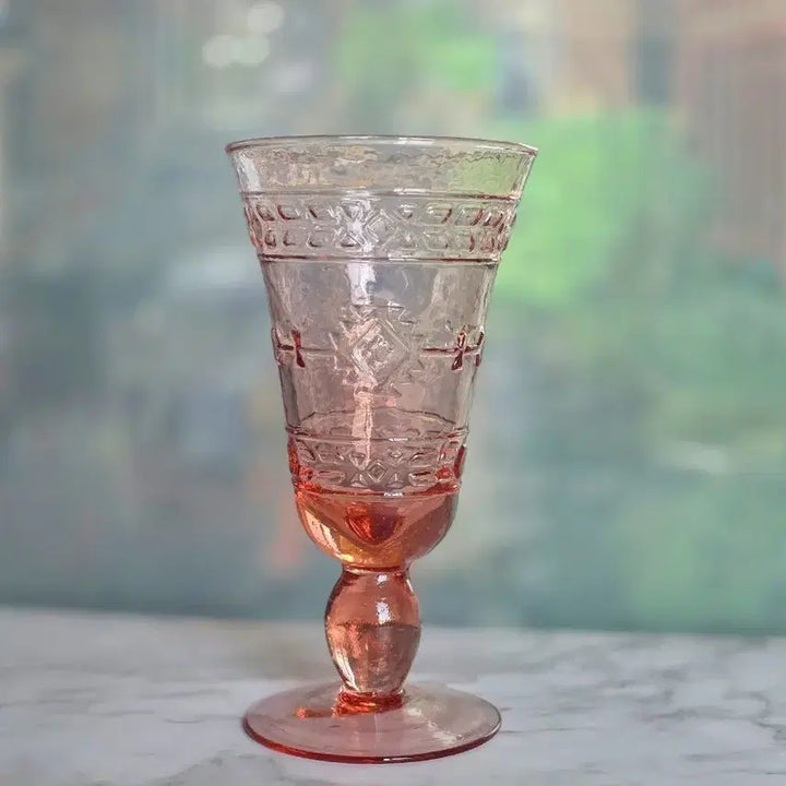 [BUNJANG] Vintage Pink Glass Goblet / 빈티지 핑크 글라스 고블렛잔