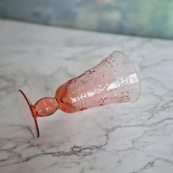 [BUNJANG] Vintage Pink Glass Goblet / 빈티지 핑크 글라스 고블렛잔