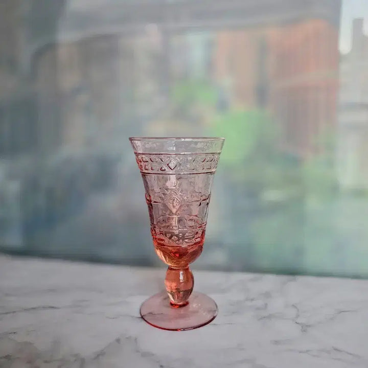 [BUNJANG] Vintage Pink Glass Goblet / 빈티지 핑크 글라스 고블렛잔