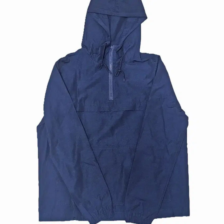 [BUNJANG] Navy Hooded Anorak Half-Zip Windbreaker Jacket / 네이비 후드 아노락 바람막이 반 집업 점퍼