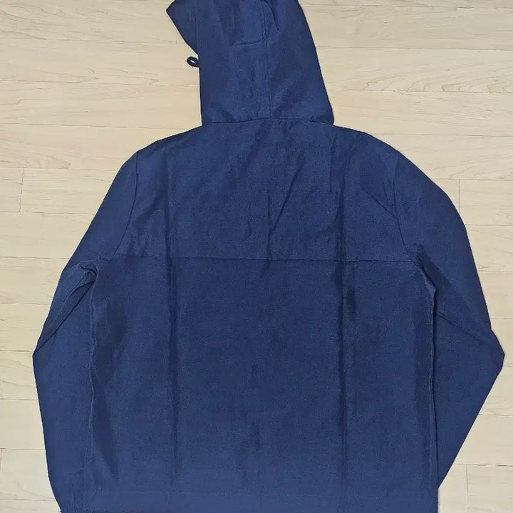[BUNJANG] Navy Hooded Anorak Half-Zip Windbreaker Jacket / 네이비 후드 아노락 바람막이 반 집업 점퍼
