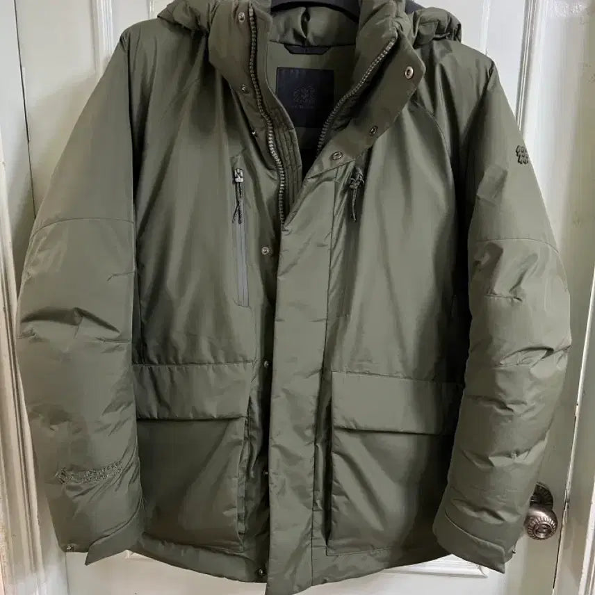 [BUNJANG] Kolon Sport Men's Windstopper Non-Quilted Mid-Length Down Jacket (Grayish Khaki) / (95) 코오롱 스포츠 남성 윈드스토퍼 논퀼팅 중기장 다운 그레이시 카키