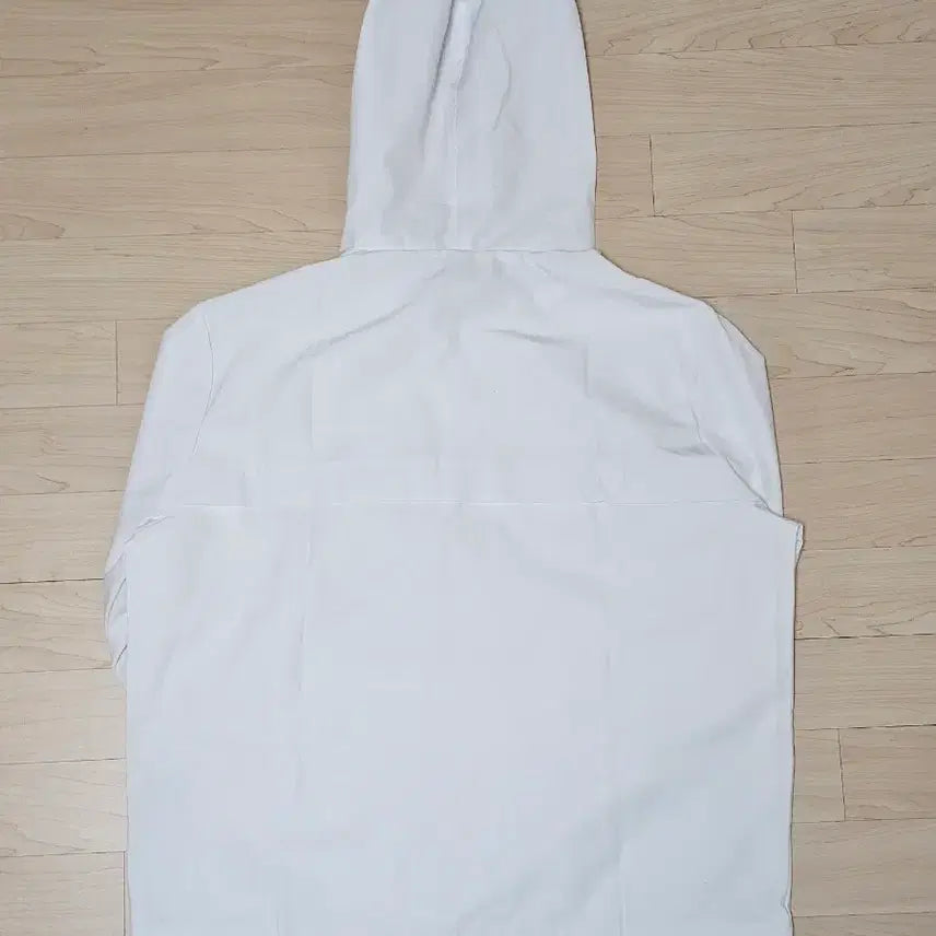 [BUNJANG] White Hooded Anorak Half-Zip Jumper / 화이트 후드 아노락 바람막이 반 집업 점퍼
