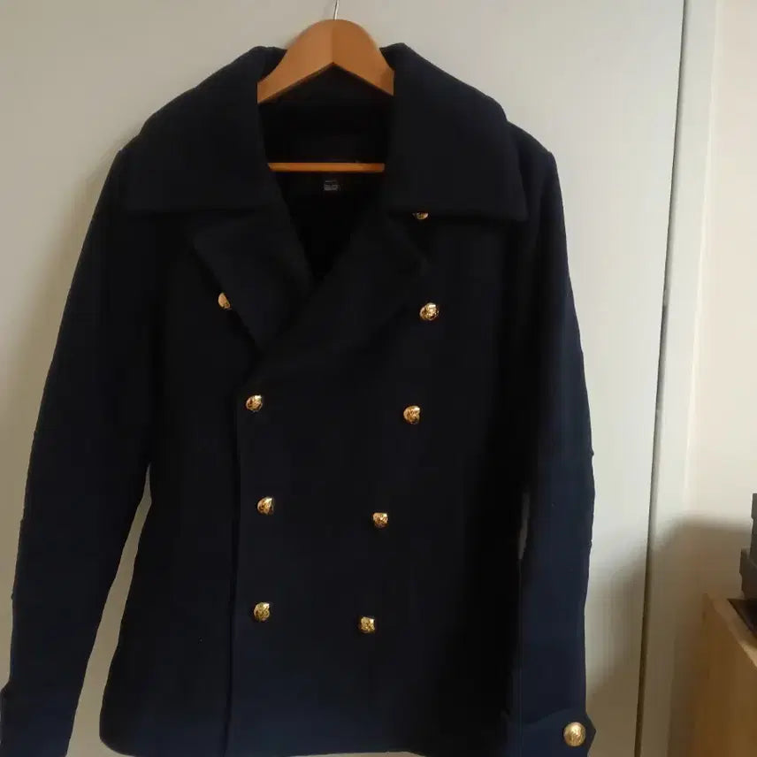[BUNJANG] Navy Gold Button Pea Coat / 금장 피코트 네이비