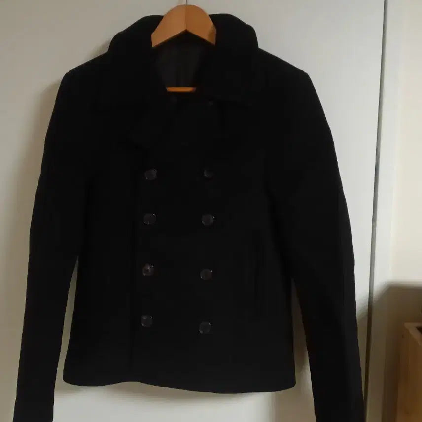 [BUNJANG] Double Button Half Pea Coat / 모직 더블 버튼 하프피코트