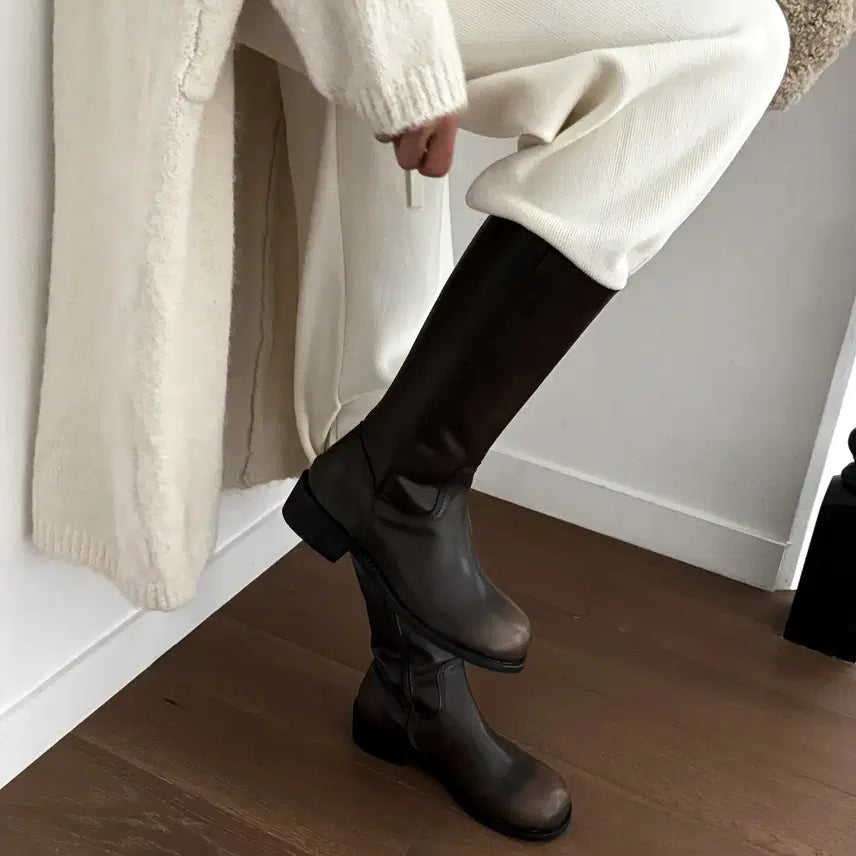 [BUNJANG] Vintage Washed Zipper Half Boots (Brown) / 