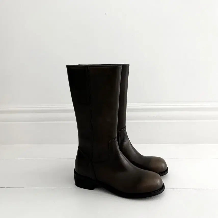 [BUNJANG] Vintage Washed Zipper Half Boots (Brown) / 