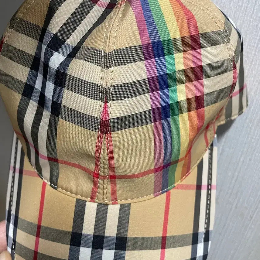 [BUNJANG] Burberry Check Rainbow Baseball Cap / (새상품)1버버리 체크 무지개 볼캡