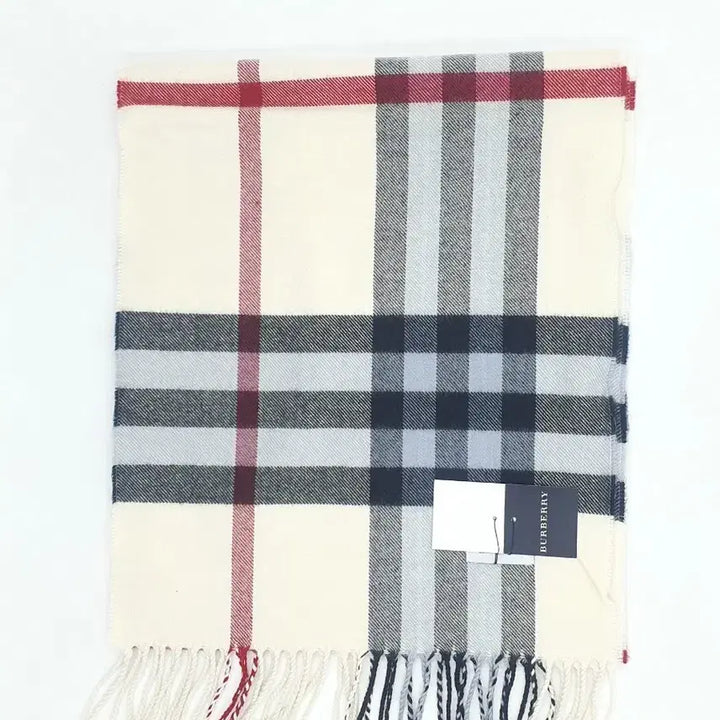 [BUNJANG] Burberry Ivory Check Merino Wool Scarf / 버버리 아이보리 체크 머플러 90% 메리노울  새상품