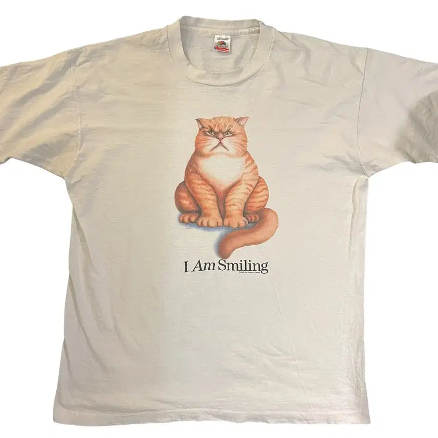 [BUNJANG] Vintage 90s I Am Smiling Cat Graphic T-shirt / 빈티지 90s I Am Smiling 캣 그래픽 티셔츠