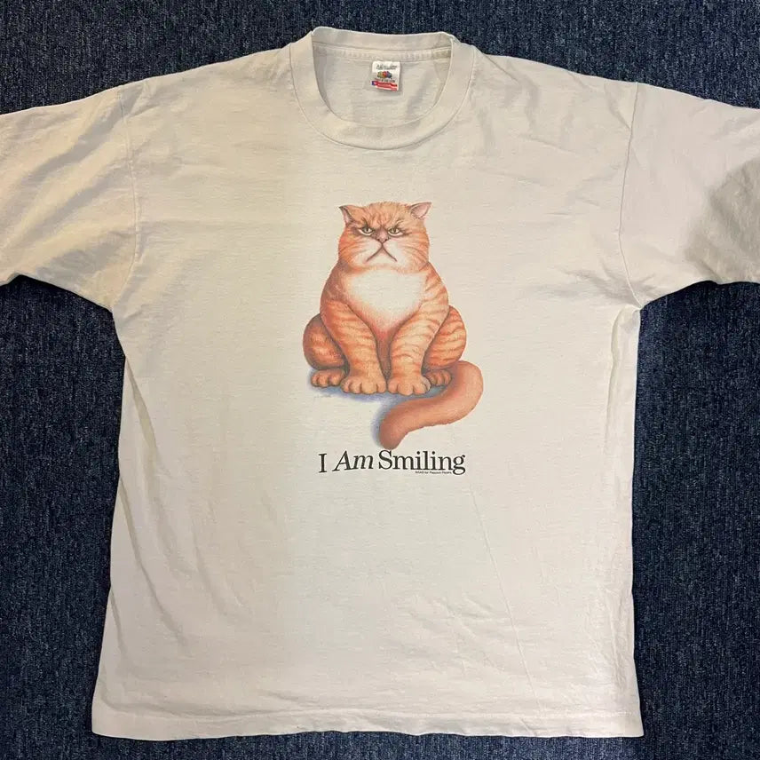 [BUNJANG] Vintage 90s I Am Smiling Cat Graphic T-shirt / 빈티지 90s I Am Smiling 캣 그래픽 티셔츠