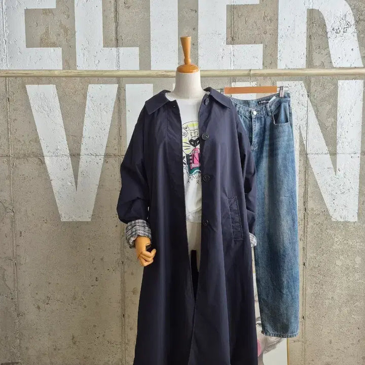 [BUNJANG] Romistory Navy Long Coat / 로미스토리 무심한세련핏 간절기 롱코트